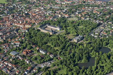 Germany, Gotha, aerial view of Friedenstein Castle and city - HWOF00175