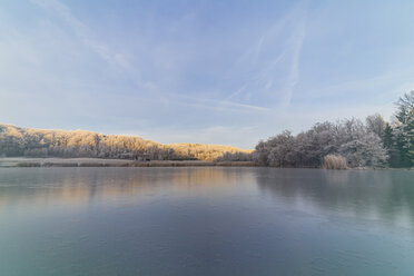 Deutschland, Baden-Württemberg, zugefrorener Neumühlsee im Winter - ALF00720