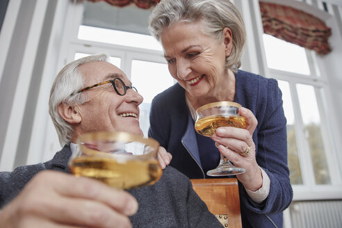 Happy senior couple drinking champagne - RHF01756