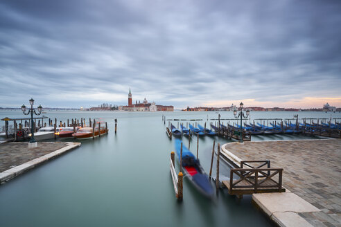 Italy, Venice, moored gondolas at twilight - XCF00109