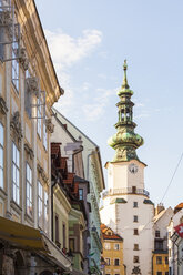 Slovakia, Bratislava, view to Michael's Gate at the old town - WDF03828