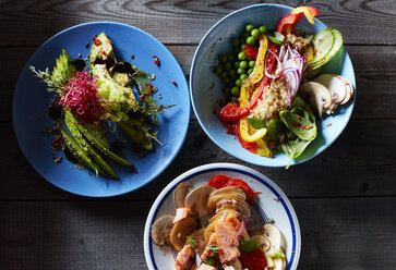 Three bowls of different salads - KSWF01779