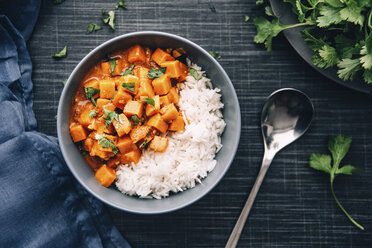 Bowl of sweetpotato ragout served with rice - IPF00346