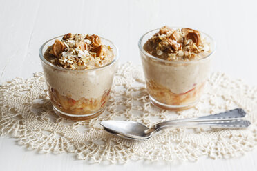 Two glasses of apple cinnamon oat flakes dessert - EVGF03121