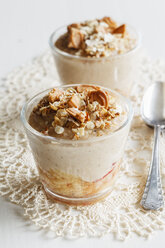 Two glasses of apple cinnamon oat flakes dessert - EVGF03122