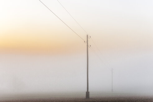 Deutschland, Baden-Württemberg, Tauberbischofsheim, Strommasten im dichten Nebel - EGBF00166