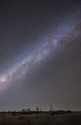 Spain, Tenerife, night shot with stars and milky way over Teide observatory - DHCF00038