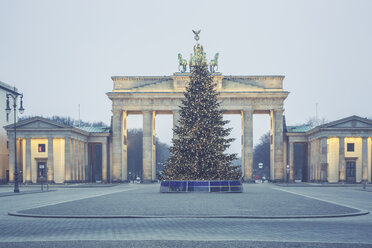 Deutschland, Berlin, Weihnachtsbaum vor dem Brandenburger Tor am Pariser Platz - ASCF00676