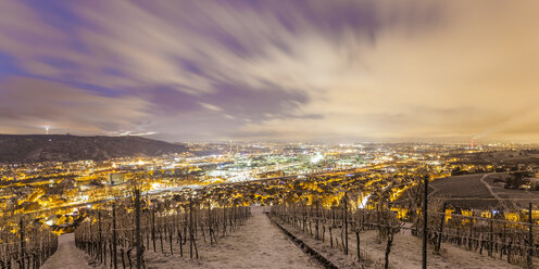 Germany, Stuttgart, view to industrial area of Untertuerkheim in winter - WDF03860