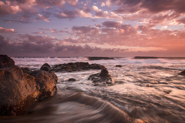 Spain, Tenerife, surf at beach La Tejita by sunset - SIPF01299