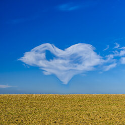 Heart-shaped cloud on blue sky - MHF00403