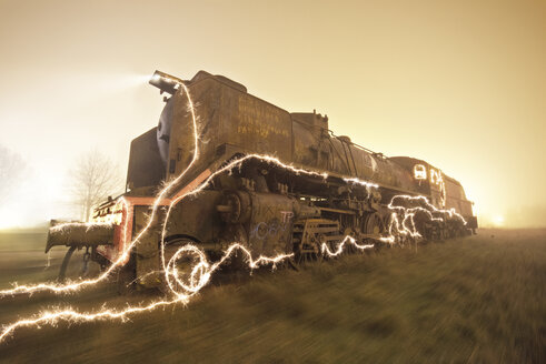 Abandoned old train at twilight - DHCF00044