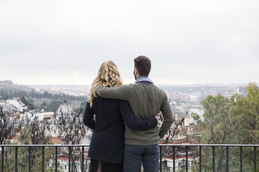 Spain, Madrid, couple looking at the city - ABZF01778