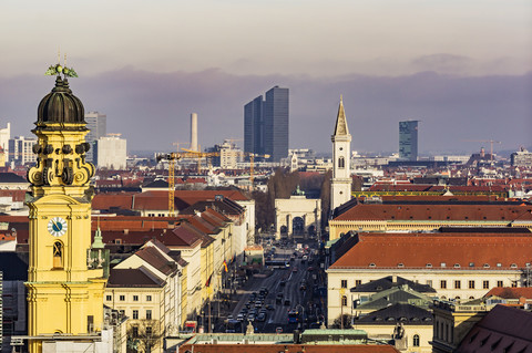 Germany, Munich, cityscape with Theatine Church stock photo