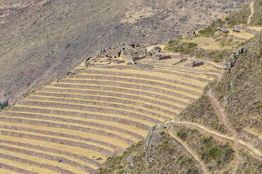 Peru, Anden, Valle Sagrado, Inka-Ruinen von Pisac, Terrassen von Andenes - FOF08690