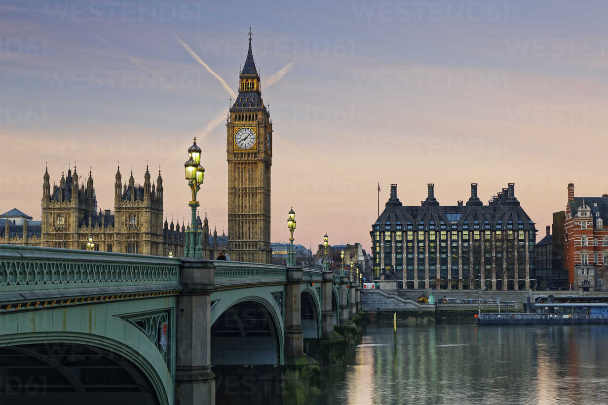 UK, London, River Thames, Big Ben, Houses of Parliament and 