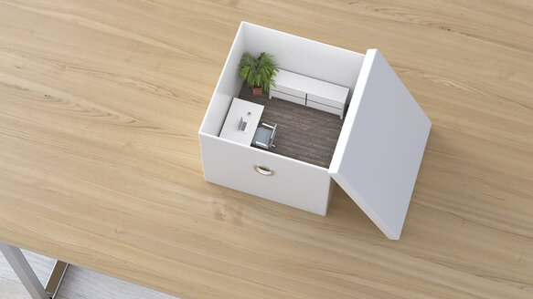 Büro in einer Box, 3D-Rendering - UWF01105