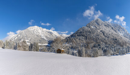 Deutschland, Allgäu, Winterlandschaft mit Schattenberg und Riffenkopf - WGF01044