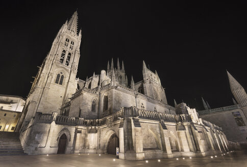 Spain, Burgos, Burgos cathedral at night - DHCF00048