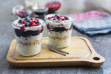 Fresh yogurt with blueberries, blueberry jam, pomegranate seeds and chia - SARF03123