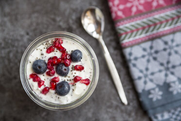 Fresh yogurt with blueberries, pomegranate seeds and chia - SARF03124