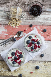 Frischer Joghurt mit Heidelbeeren, Granatapfelkernen und Chia - SARF03126