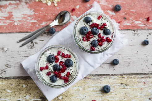 Frischer Joghurt mit Heidelbeeren, Granatapfelkernen und Chia - SARF03128