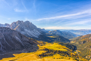 Italy, South Tyrol, Funes Valley, Odle group in autumn - LOMF00489