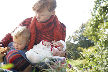 Mutter mit Sohn und Baby auf der Wiese - FSF00666