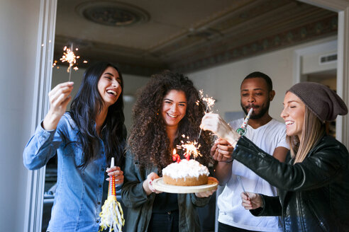 Group of young people celebrating birthday - VABF01068