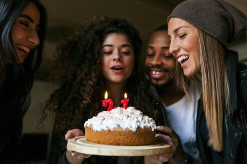 Group of young people celebrating birthday - VABF01071