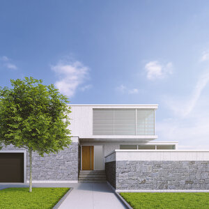 Modernes Einfamilienhaus, 3D Rendering - UWF01108