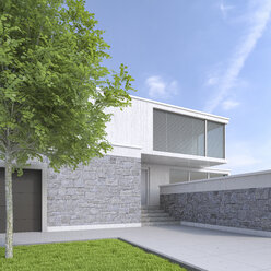 Modernes Einfamilienhaus, 3D Rendering - UWF01109