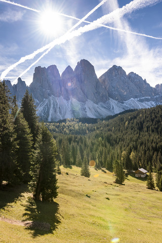 Italien, Südtirol, Villnösser Tal, Geisler Gruppe, lizenzfreies Stockfoto