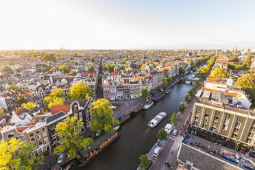 Netherlands, Amsterdam, view to the old town with Prinsengracht from above - WDF03877