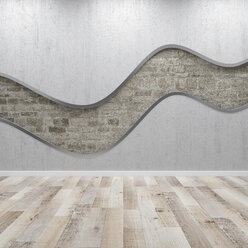 Concrete wall with wavy structure, 3d rendering - UWF01114