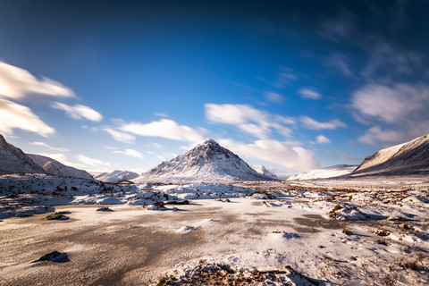 UK, Schottland, Glencoe, Buachaille Etive Mor im Winter, lizenzfreies Stockfoto