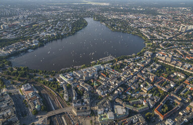 Germany, Hamburg, aerial view of Outer Alster Lake - PVCF00981