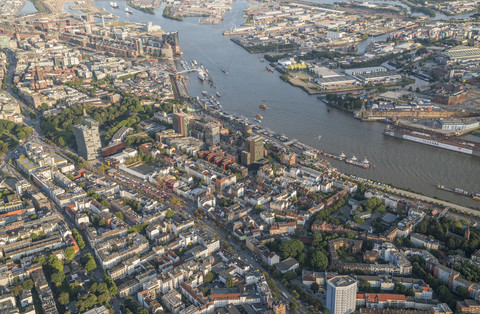 Germany, Hamburg, aerial view of St. Pauli stock photo
