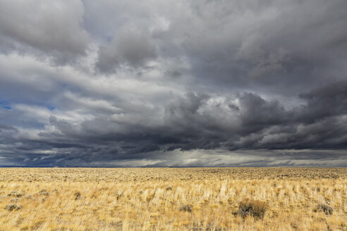 USA, Wyoming, Sweetwater County, Ebene mit Gewitterwolken entlang der U.S. Route 191 - FOF08847