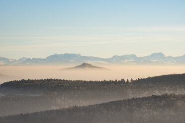 Germany, Baden-Wuerttemberg, Constance district, Hegau, volcanic landscape and fog - ELF01829