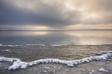 Germany, Baden-Wuerttemberg, Constance district, Reichenau, icy Lake Constance shore - ELF01832