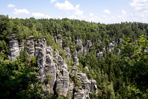Deutschland, Sachsen, Elbsandsteingebirge, Felsformationen, lizenzfreies Stockfoto