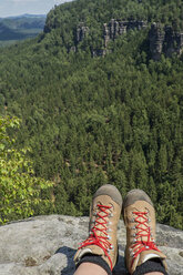 Germany, Saxony, Saxon Switzerland National Park, View on hiking shoes - LMF00604
