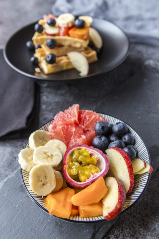 Bowl of various fruits stock photo