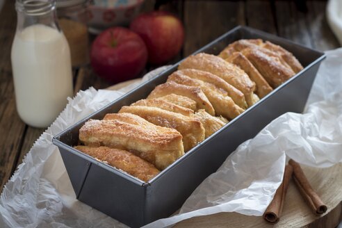 Apfelkuchen mit Zimtzucker in der Kuchenform - YFF00651