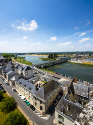 France, Amboise, view to the old town with River Loire and Pont du Marechal Leclerc in the background - AMF05289