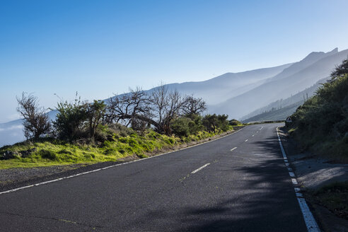 Spanien, Teneriffa, leere Straße in der Region El Teide - SIPF01437