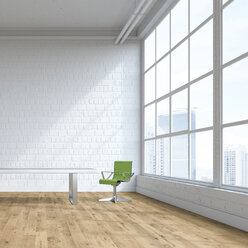 Einzelner Drehstuhl in einem leeren Loft, 3D-Rendering - UWF01136