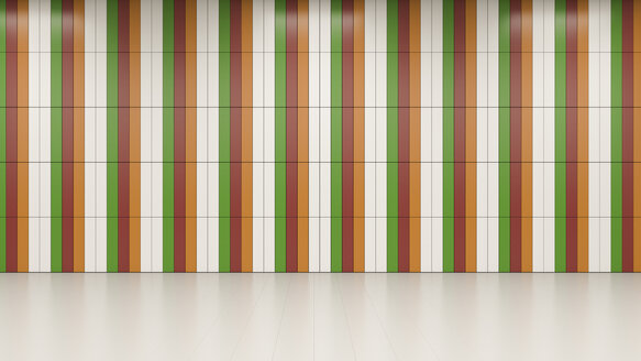 Wand eines leeren Raumes mit bunten Paneelen, 3D Rendering - UWF01141